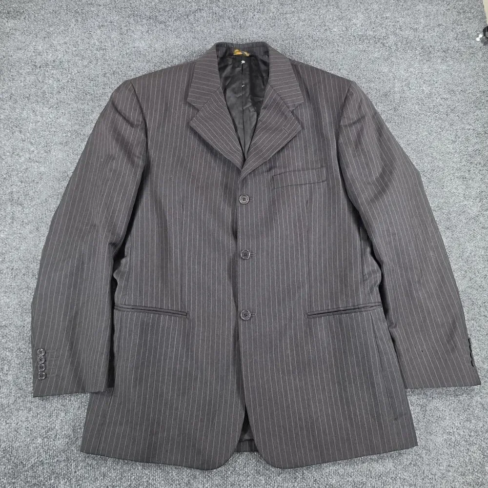 Louis Dell'Olio Men's 52 Wool Blazer Super 100's Pinstripe Made in Italy